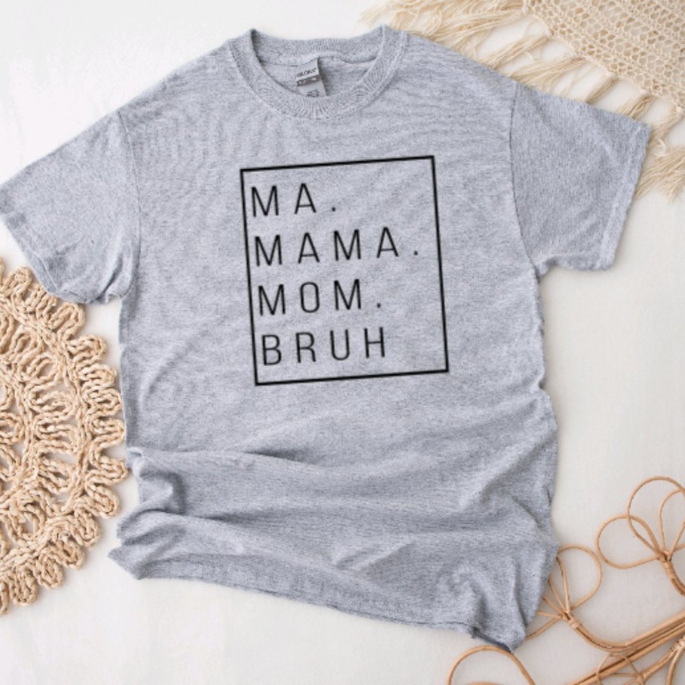 Ma Mama Mom Brush T Shirt - Gray